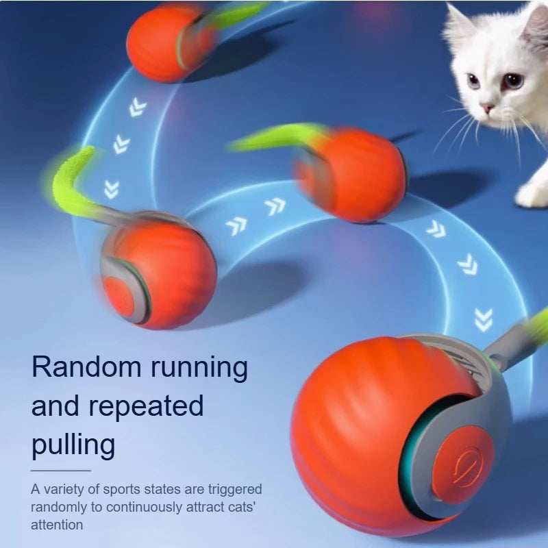 🐾 Speedy Tail 2.0 – Interaktiver elektrischer Rollball mit aufregendem Schwanz – Intelligentes Katzenspielzeug für drinnen und draußen 🎉🐱